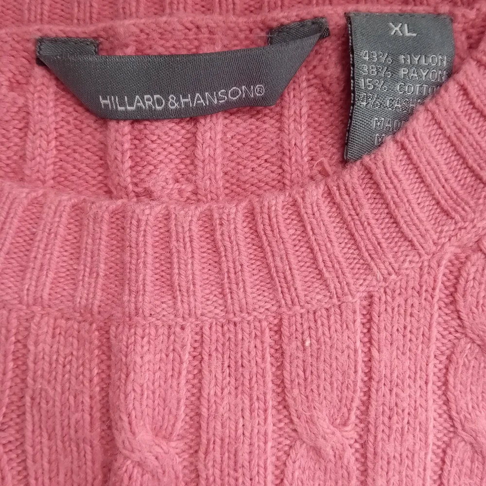 Hillard & Hanson Pink Cable-Knit Cashmere Blend Pullover Sweater, Size XL - Picture 4 of 10